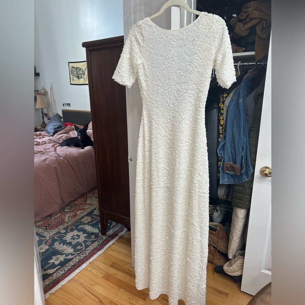 BCBGmaxAzria - White Sequin Gown - S/M